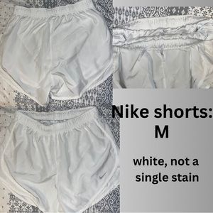 White Nike Tempo Dry Fit athletic running shorts